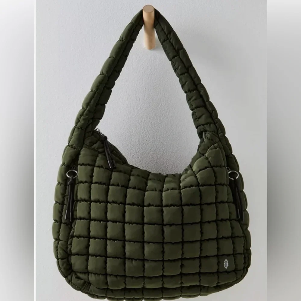 Free People FP Movement Quilted Carryall Green Army - Picture 2 of 9